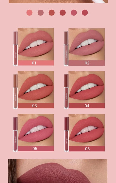 Matte Lip Gloss Set 6 Color Lipstick Smooth And Lasting Display Lip Gloss Waterproof Moisturizing Lipstick Holiday Gift Box Set