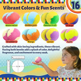Zippytots Bath Bombs with Food Toys Inside, 16 Pack Colorful Surprise Bath Fizzies Set, Organic Fizzy Bubble Bath Bombs for Gir
