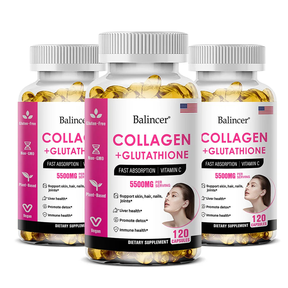 Glutathione Collagen Capsules, Antioxidant, Skin Whitening, Deeply Nourish Skin, Hair & Nails, Support Anti-Aging & Joint Health