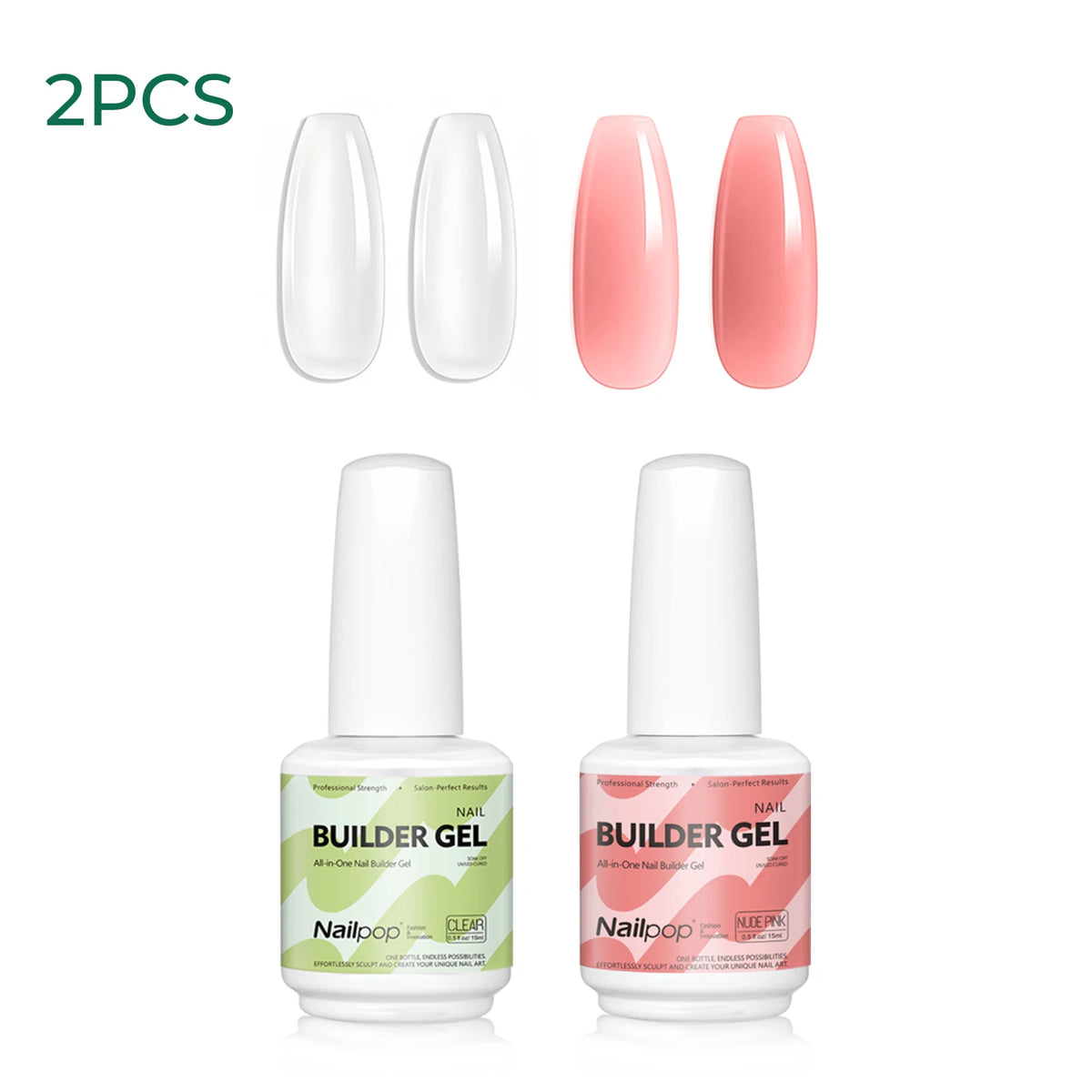 Nailpop 15ml Builder Gel Nail Polish for Nail Apex & Extension Strengthener Upgraded Soak Off UV Gel Rhinestone Glue 4 Colors