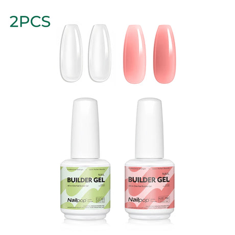 Nailpop 15ml Builder Gel Nail Polish for Nail Apex & Extension Strengthener Upgraded Soak Off UV Gel Rhinestone Glue 4 Colors