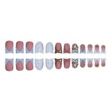 24pcs Short Duckbill False Nails Wearable Blue French Fake Nails Star Flash Rhinestones Decor Gradient Y2k Nails Press on 2030