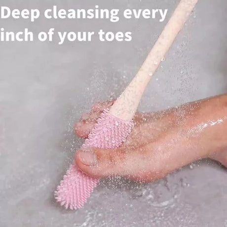 Long Handled Toe Gaps Cleaning Brush Super Soft Silicone Foot Scrubber Exfoliating Brush Foot Wash Brush For Shower