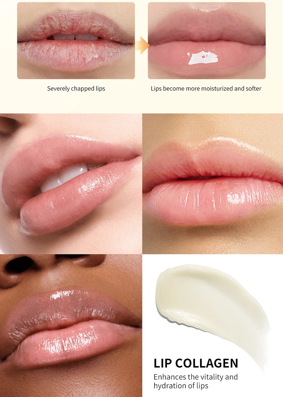 Collagen Lip Balm & Sleep Mask Deep Moisturizing Hydrating Smooth Lip Fine Lines Gentle Exfoliating Dry Dead Skin Daily Lip Care