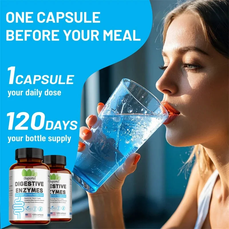 Digestive Enzymes Supplement - Digestion and Intestinal Health for Adults Men and Women, Promotes Nutrient Absorption