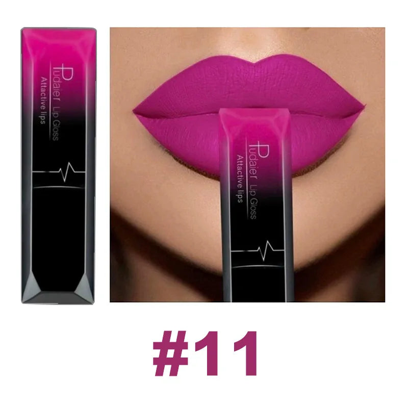 Pudaier 21 Color Lip Gloss Waterproof Matte Liquid Lipstick Moisturizing Lip Gloss Lip Makeup Beauty Cosmetics
