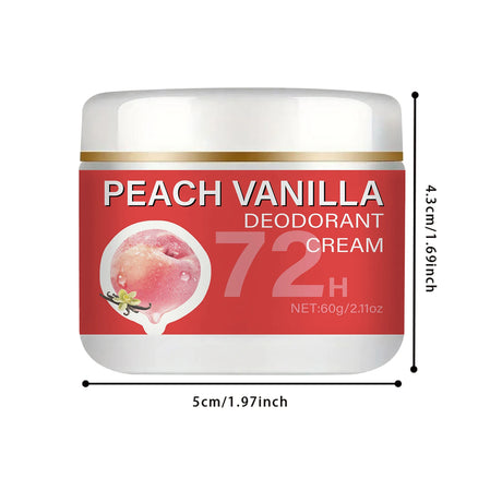 Peach Deodorant Underarm Cream - 72-Hour Long-Lasting Freshness, Floral Fragrance, Long-Lasting Odor Control - Gentle on Skin, Powerful Anti-Sweat