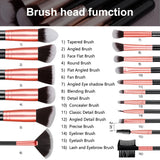16PCS Professional Makeup Brush Set Premium Synthetic Eyeshadow Contouring Foundation Highlight Setting Powder Eyeliner Blending