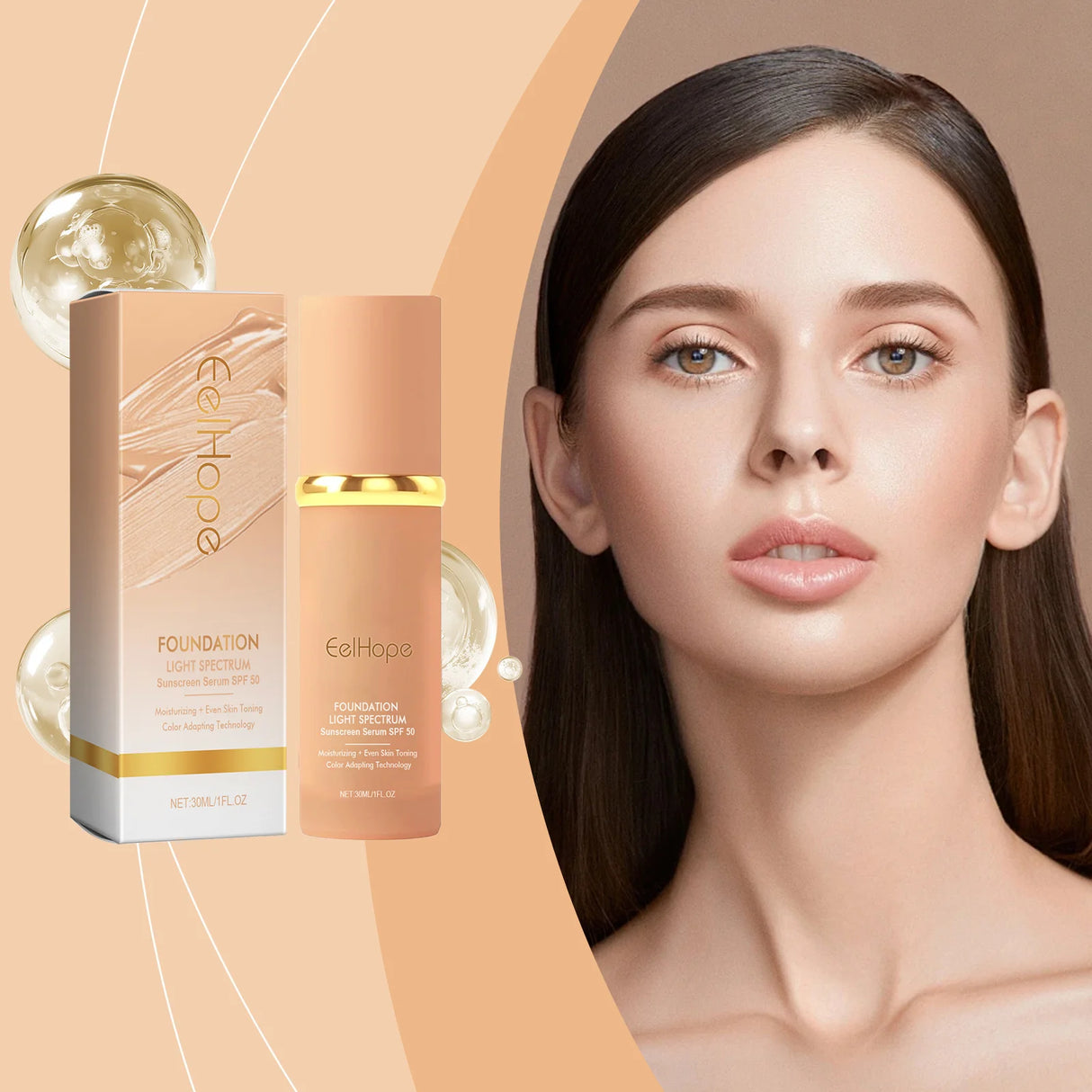 4-in-1 Liquid Foundation Spf 50+ Magic Color Changing Matte Long-Lasting Waterproof Sweating Moisturizing Coverage Makeup Base