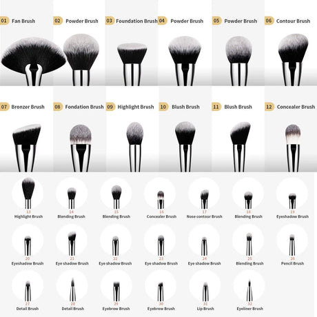 DUcare Black Makeup Brush Professional Makeup Eyeshadow Foundation Powder Soft Synthetic Hair Makeup Brushes Brochas Maquillaje