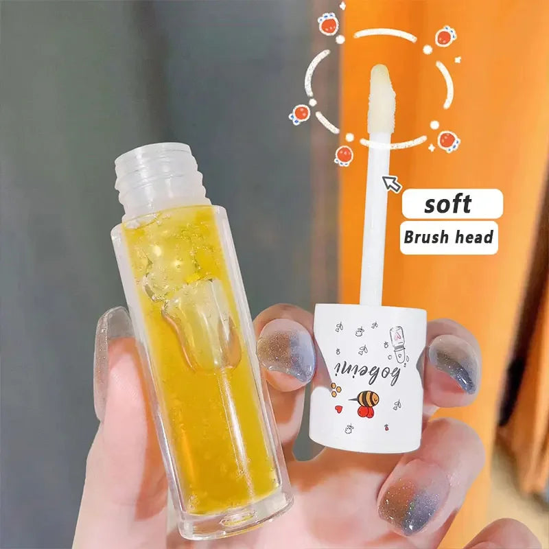 Peach Milk Lip Oil, Bee Lip Balm, Moisturizing Lip Balm, Soothing and Hydrating Lip Oil, Easily Repairs Dry, Cracked Lips