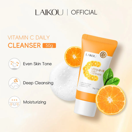 LAIKOU Vitamin C Daily Cleanser Brightening Face Wash Deep Cleansing Moisturizing Skin Tone Even Treatment