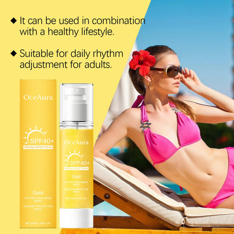 Facial Shiny Protection Sunscreen Spray SPF40+ Non-Sticky UV Isolation Anti-Oxidation Moisturizing Body Sunblock for Face Skin