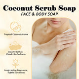 Coconut Scrub Soap Handmade Exfoliating Bath Soap Face & Body Cleanser Long-Lasting Moisturizing Soap Remove Dead Skin