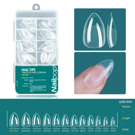 Nailpop 120pcs/box Gel X Nail Tips Medium Short Shape Almond/Square/Soft Gel Nail Tips False Nails Soak Off Easy Nail Extensions