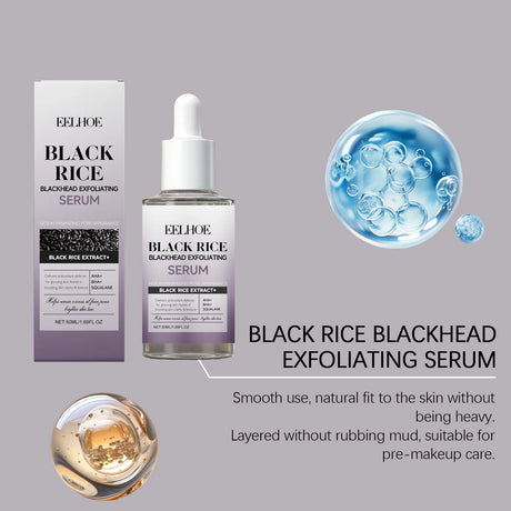 Black & White Rice Exfoliating Serum Set BHA Niacinamide Pore Minimizing & Brightening Blackhead Whitehead Remover Skincare Set