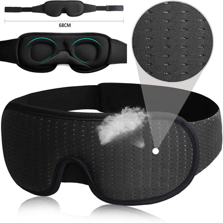 3D Contour Sleep Eye Mask Suitable for Side Sleepers -100% Blackout Soft and Stress Free - Suitable for Travel Napping Yoga