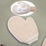 2-in-1 Body Scrub Shower Glove, 1 Piece Natural Cotton Linen Gentle Exfoliating Scrubber With Mesh Texture For Home Spa
