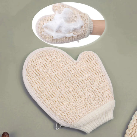 2-in-1 Body Scrub Shower Glove, 1 Piece Natural Cotton Linen Gentle Exfoliating Scrubber With Mesh Texture For Home Spa