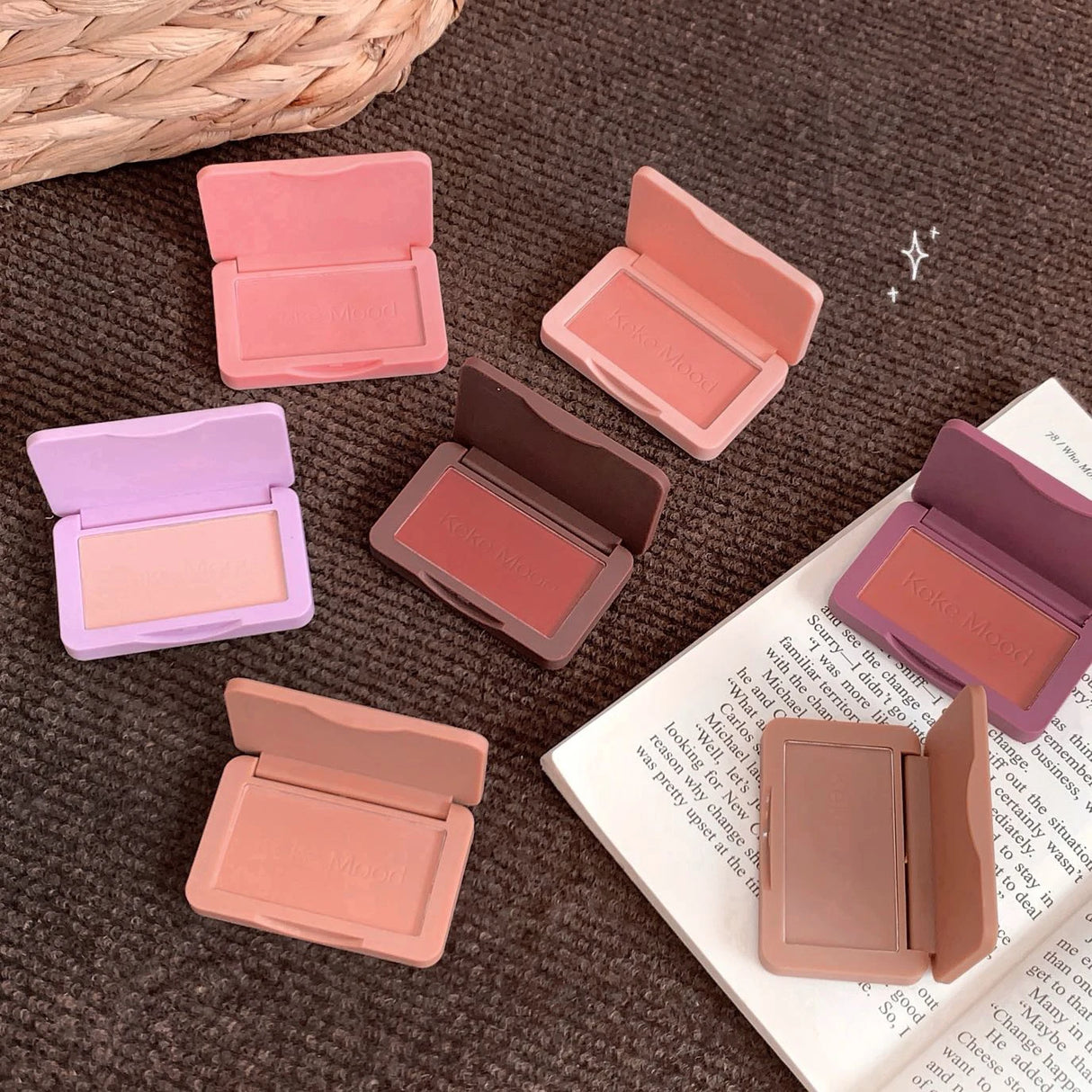 Monochrome Matte Blusher Palette Soft Silky Cheek Natural Facial Blush Rouge Plate Lasting Nude Low Saturation Powder Blush Disk