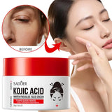 SADDER Kojic Acid Face Cream for Dark Spots Freckles Skin Care with Vitamin C, Whitening Treatment, Overnight Repair Moisturizer