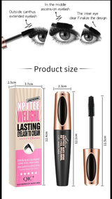 Black 4D Fiber Mascara Thick Lengthening Volumizing Waterproof Sweatproof Long Lasting Eyelash Extension Eye Makeup Cosmetics