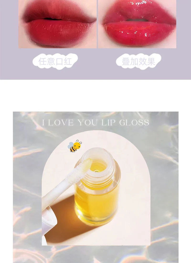 Peach Milk Lip Oil, Bee Lip Balm, Moisturizing Lip Balm, Soothing and Hydrating Lip Oil, Easily Repairs Dry, Cracked Lips