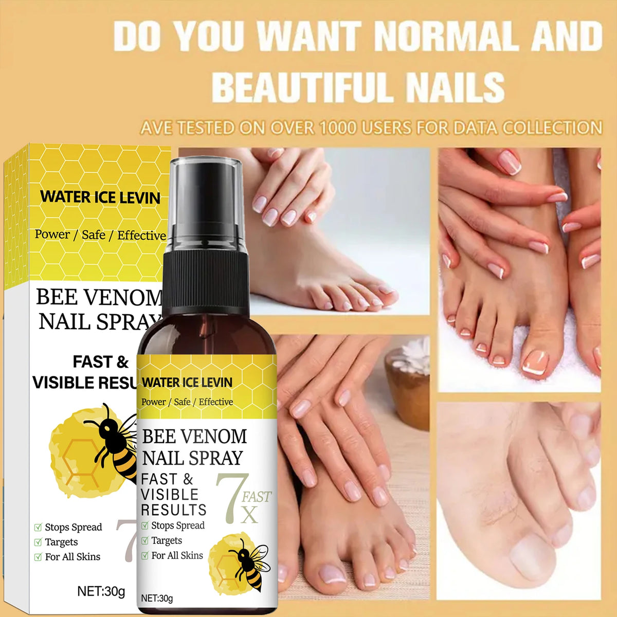 Bee Venom Nail Spray - Fast Visible Results, Stops Spread & Strengthens Nails with Hyaluronic Acid, Safe for All Skins