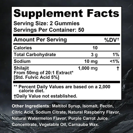 Shilajit Gummies - Energy Level, Memory and Focus Support Relieve Stress Overall Health