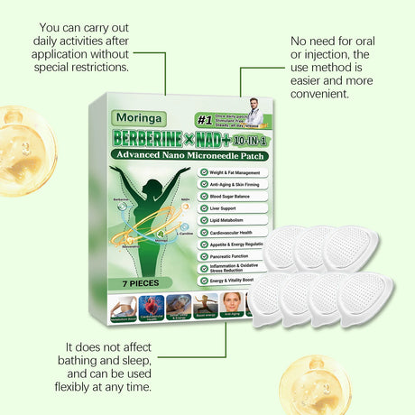 Berberine NAD+ 10-IN-1 Advanced Nano Microneedle Patch Activate Local Loop Daily Body Care Patch with Microdarts Technology