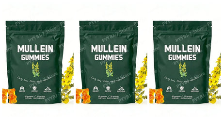 Mullein Gummies Supports Respiratory Health Pear Flavor Lung Health Sinus Relief 60 Grains Dietary Supplement