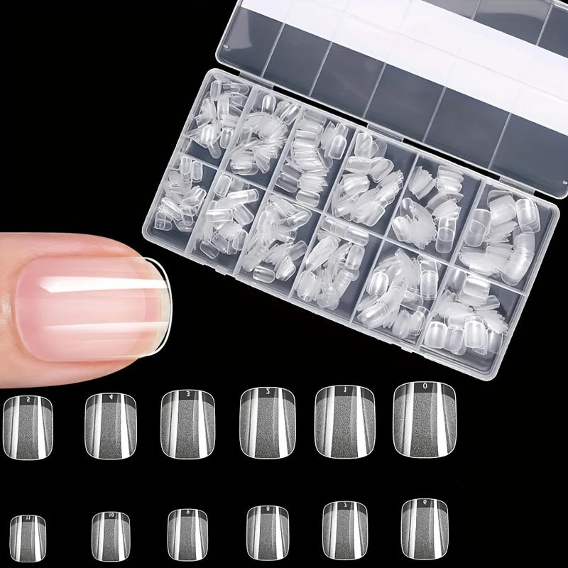 600 Pieces of Fake Nail Tips, Matte and Semi-Matte Effect, Almond French Coffin Shape, Stiletto Oval Square Shape, Thickened Fingertips at the Front