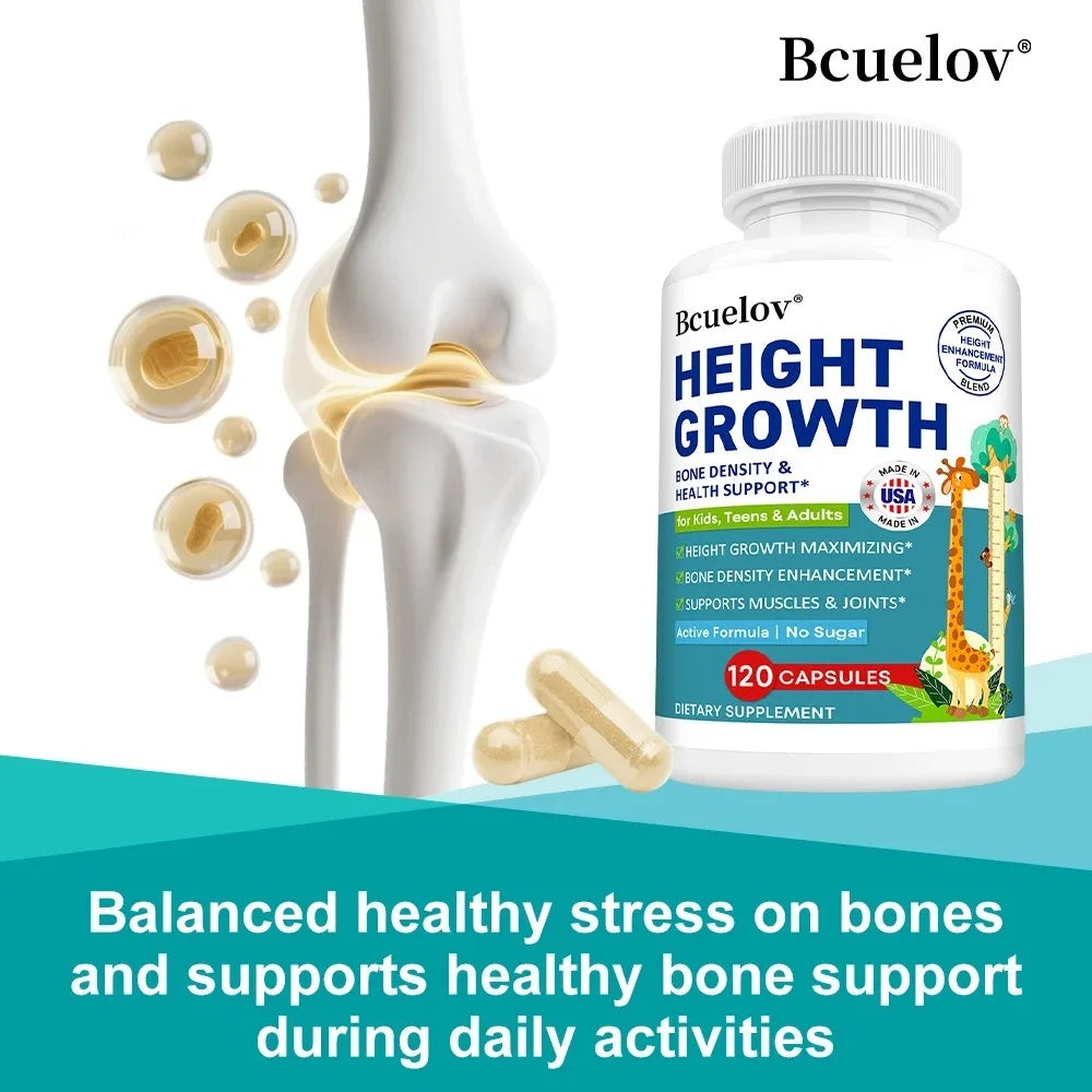 Natural Height Growth Capsules for Kids, Teens and Adults Zinc and Calcium Increase Peak Height Supplement Bone Strength