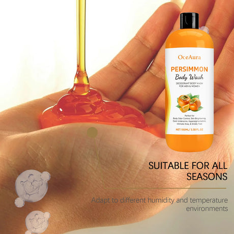 Persimmon Body Wash Remove Dirt Sweat Eliminating Odor Oil Control Exfoliating Smoothing Softening Lasting Aroma Foam Shower Gel