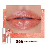 Qibest 8 Colors Moisturizing Diamond Shimmer Glitter Lip Gloss Makeup Sparkling Glitter Liquid Lipstick Pearl Lipgloss Tint