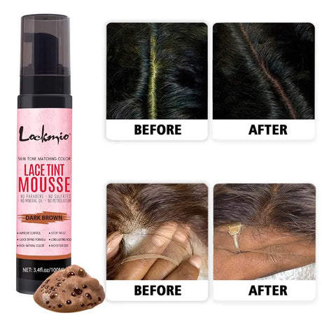 LOCKMIO 100ml Wig Tint Foam Mist for Lace Wig Frontal Dyeing Mousse Natural Quick Dry Grid Invisible Color Hair Spray for Toupee