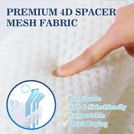 1pc Luxury Bath Pillow with 3D Air Mesh & Secure Suction | Neck/Back Support, Machine Washable, Home/Spa Use