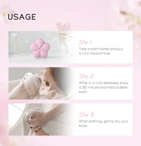 LAIKOU Japanese Sakura Bath Bubble Explosion Bath Salt for Body Cleansing Moisturizing 30g