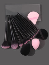 Hot-Selling 12/16PC Multi-Purpose Makeup Brush Set Featuring Ultra-Soft Makeup Powder Pads and Sponge Makeup Eggs with All Tools