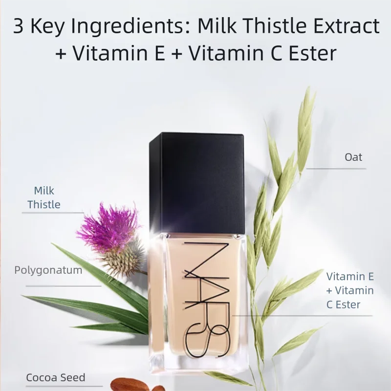 NARS Square Bottle Natural Radiant Longwear Foundation - Multi-Recovery Complex, Hydrating Antioxidant, L0/L2/L2.5 Shades 30ml