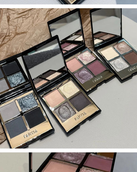 Faiccia 4-Color Mojito Eyeshadow Palette - Earth Pink Brown, Glitter Matte, Brightening, Perfect for Daily & Party Looks
