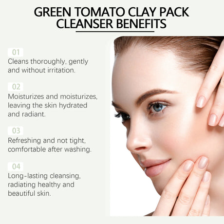 Green Tomato Mud Mask Cleansing Blackhead Pore Improve Rough Oil Control Moisturize Brighten No Irritation Facial Clay Cleanser
