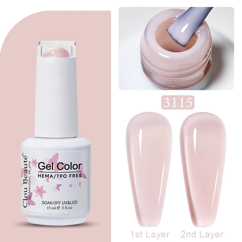 Clou Beaute Jelly Color UV Gel Manicure Summer Pink Nude Gel Nail Rainbow Nail Supplies For Professionals Semi-permanent Varnish