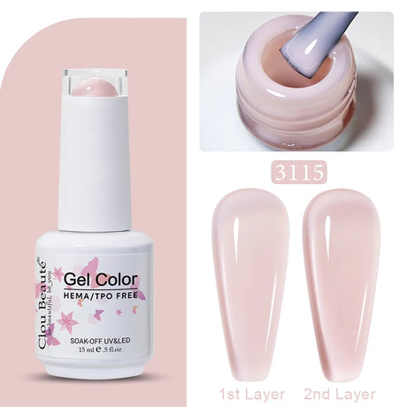 Clou Beaute Jelly Color UV Gel Manicure Summer Pink Nude Gel Nail Rainbow Nail Supplies For Professionals Semi-permanent Varnish