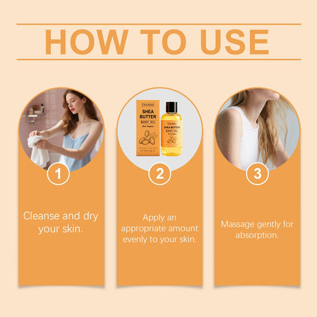 Shea Butter Body Oil Lightweight Fast Absorbing for Dry Rough Skin Soft Improve Dry Skin Body Massage Moisturizing Essential Oil