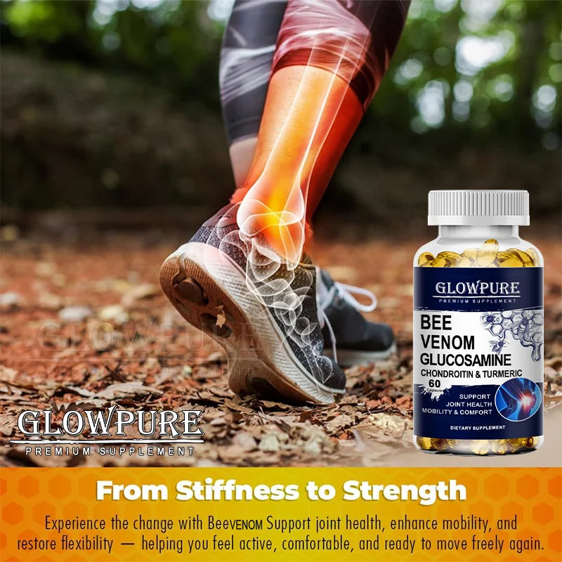 Bee Venom Extract Glucosamine & Turmeric Capsules for Joint & Muscle Health, Enhanced Mobility, Flexibility, Comfort Supplement