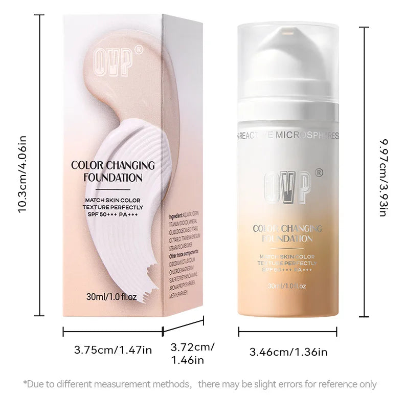 OVP Auto Adjust change color Foundation Moisturizing Waterproof Concealer Long Lasting Flawless Natural Face Makeup Sunblock