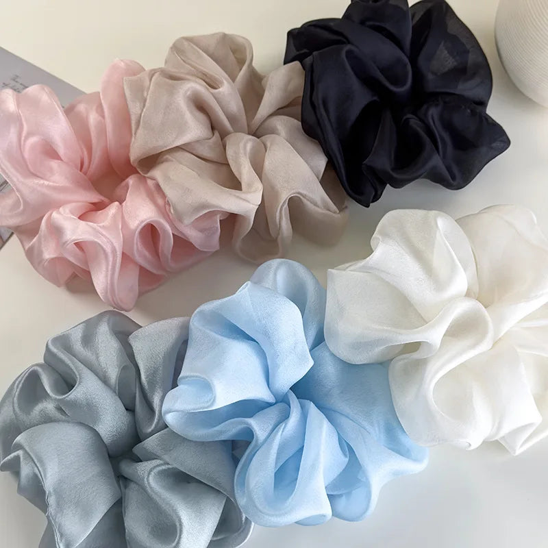 Retro French Large Hair Scrunchies Solid Color Headbands Spring/Summer Sweet Head Rope Female Tie Hair Rubber Bands for Womens