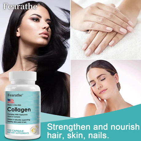 Marine Collagen Capsules, Hydrolyzed Type 1 Collagen, Antioxidant Supplement, Support Skin Hair Nail & Joint Bone Wellness