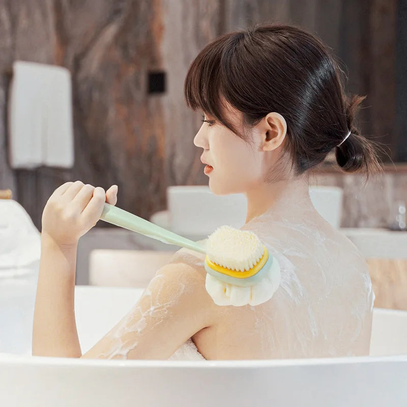 Rub Bath Brush Long Handle Rub Towel Rub Back Artifact Double-Sided Rub Soft Hair Bath Brush Detachable Bath Power
